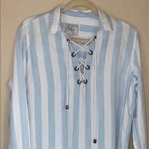 Rails striped lace up shirt. Size small.